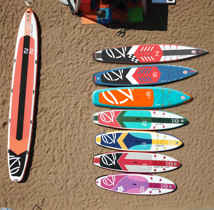 Multiple ZAP SUP boards on sandy beach